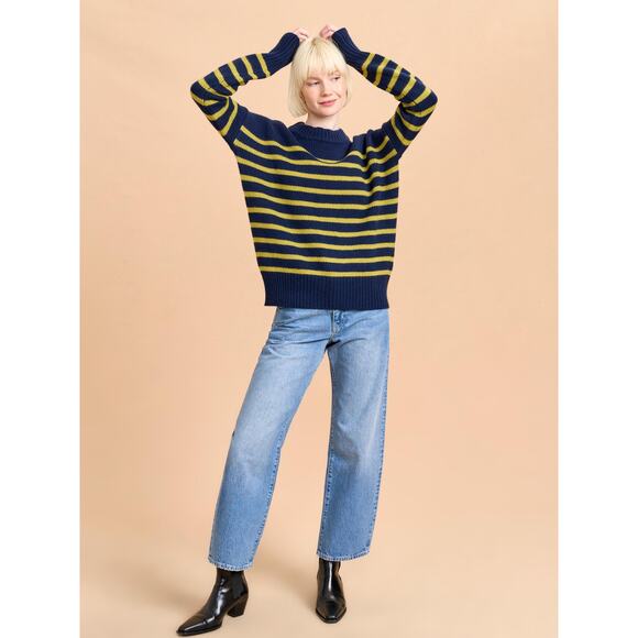 La Ligne Marin wool cashmere Sweater Navy CHARTREUSE M - Picture 3 of 13